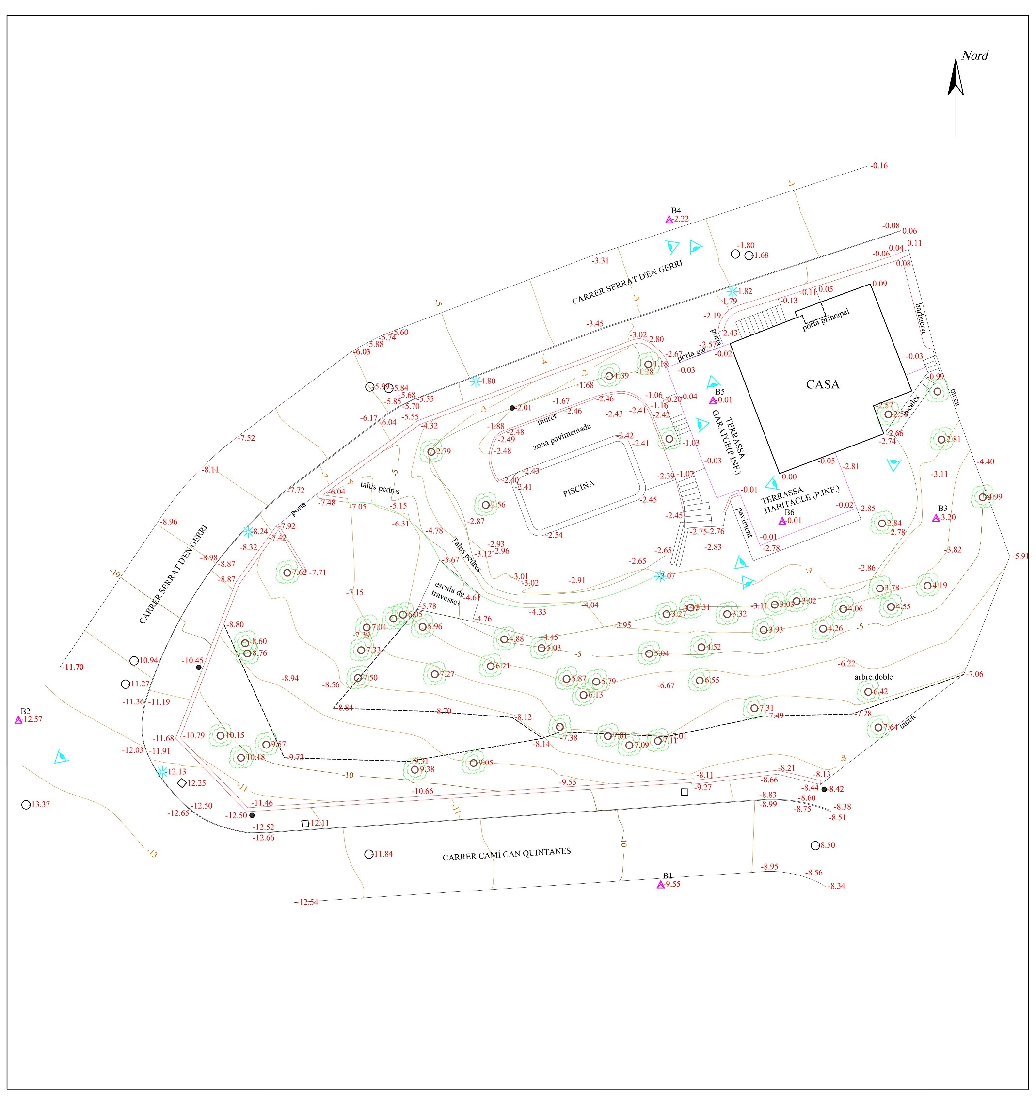 Levantamiento topogr&aacute;fico de una finca en Riells del Fai